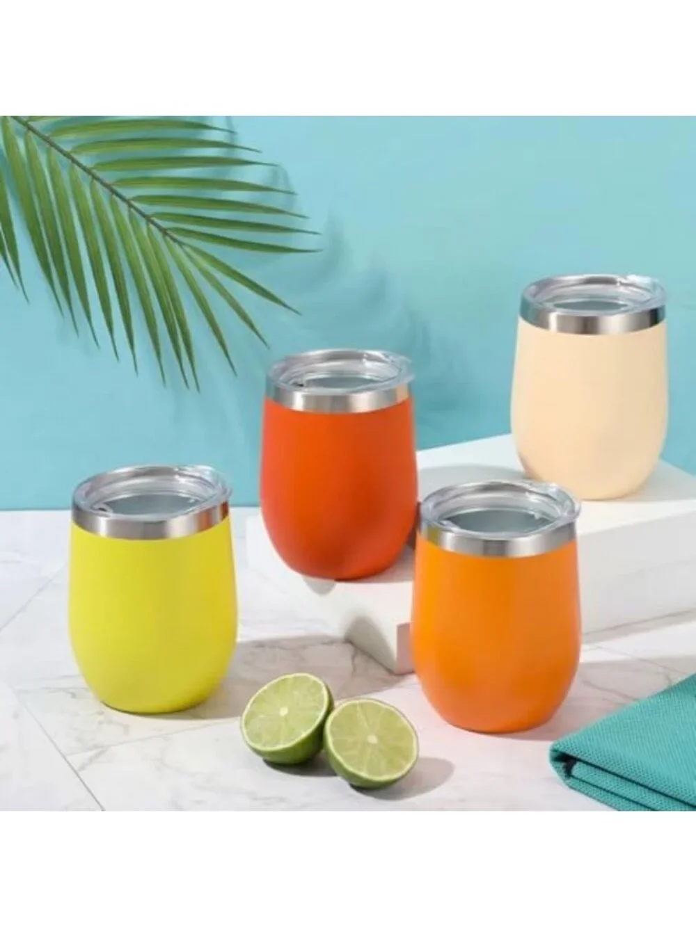 12oz Insulated Wine Tumblers with Lid - Gradient Color, Reusable Travel Mugs (8